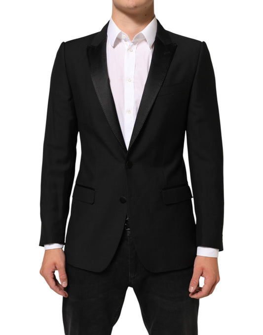 Dolce & Gabbana – Schwarzer MARTINI-Anzugblazer aus Wolle mit 2 Knöpfen für Herren