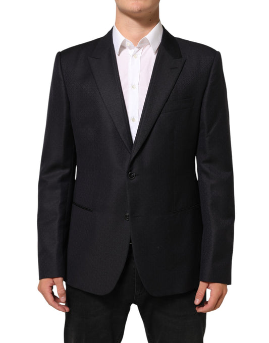 Dolce & Gabbana – Schwarze Anzugjacke aus Wolle mit 2 Knöpfen für Herren