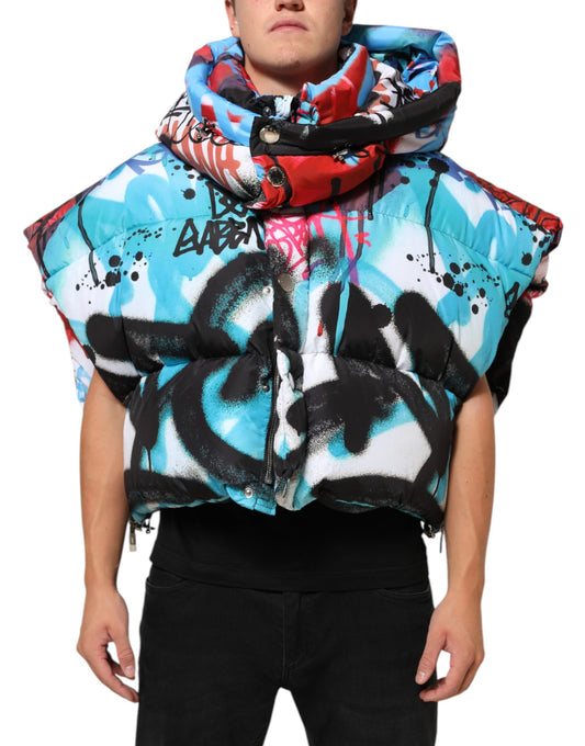 Dolce & Gabbana – Sportweste mit Kapuze und Graffiti-Print