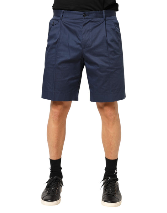 Dolce & Gabbana – Blaue Bermudashorts aus Baumwollstretch mit mittlerer Taille
