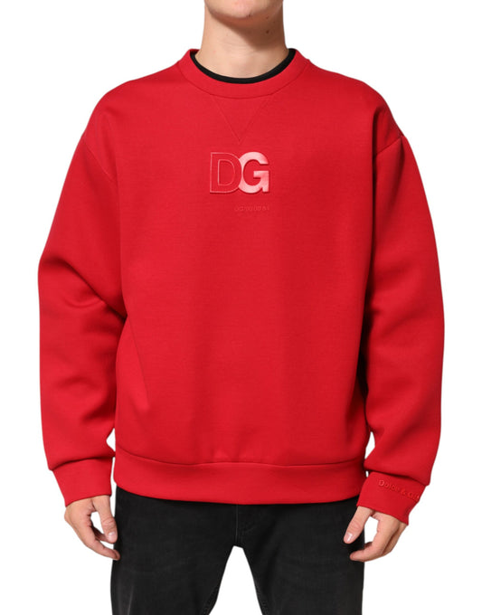 Dolce & Gabbana Roter DG-Logo-Rundhalspullover für Herren