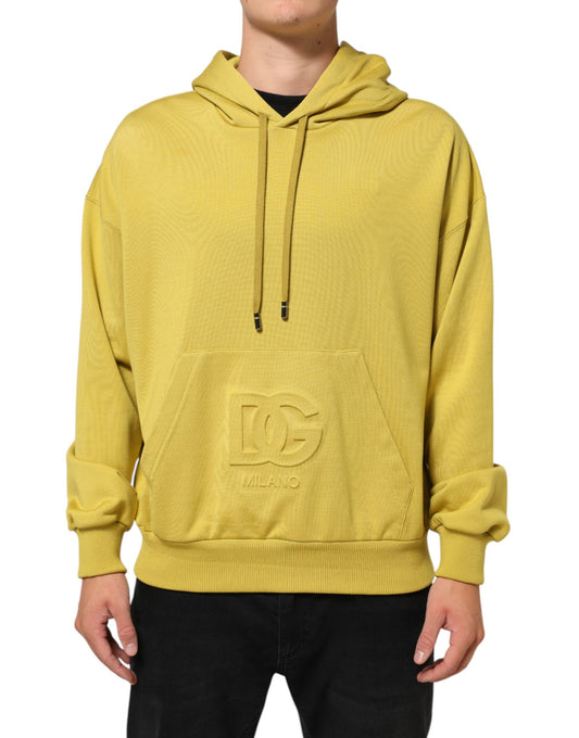 Dolce & Gabbana Gelbes Logo-Sweatshirt aus Baumwolle mit Kapuze