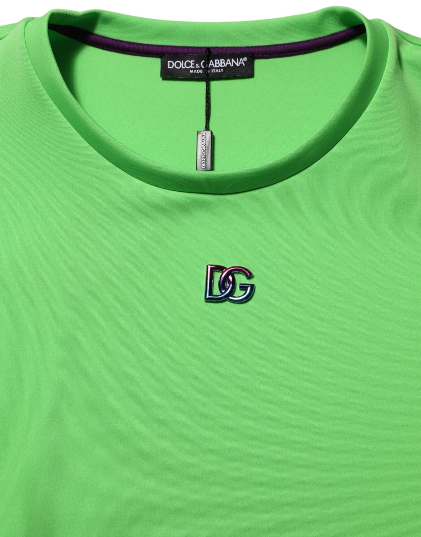 Dolce & Gabbana – Grünes T-Shirt mit Rundhalsausschnitt und kurzen Ärmeln und Logo