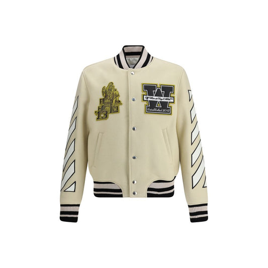 Off-White Collegejacke aus Wolle mit Löwenmotiv