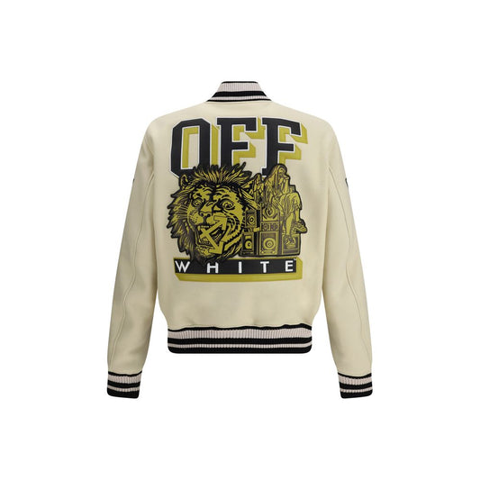Off-White Collegejacke aus Wolle mit Löwenmotiv
