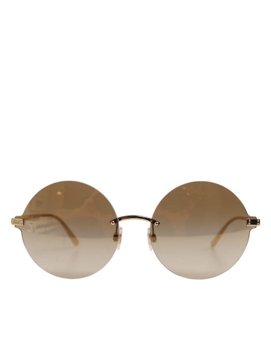 Dolce & Gabbana DG2228 Sonnenbrille mit vergoldeten runden Gläsern