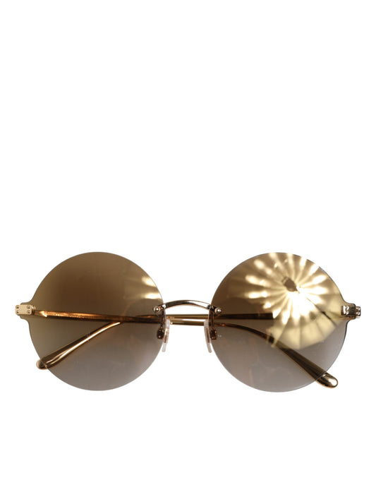 Dolce & Gabbana DG2228 Sonnenbrille mit vergoldeten runden Gläsern