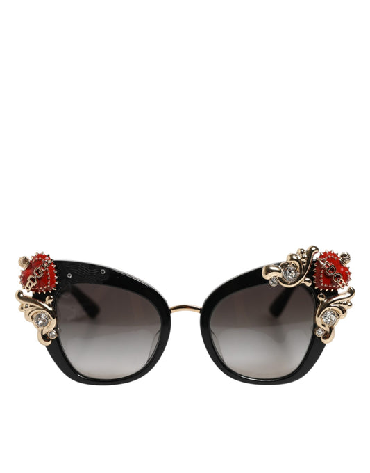 Dolce & Gabbana DG4319F Rote Sonnenbrille mit Herz-Jesu-Kristall-Schmetterling
