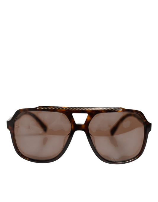 Dolce & Gabbana – Pilotensonnenbrille in Dunkelbraun mit Schildpatt-Rahmen