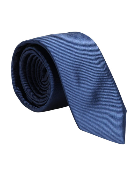 Dolce & Gabbana Herren Blaue, einfarbige, verstellbare Seidenkrawatte