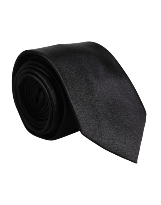 Dolce & Gabbana Herren Krawatte, einfarbig, Seide, verstellbar, Schwarz