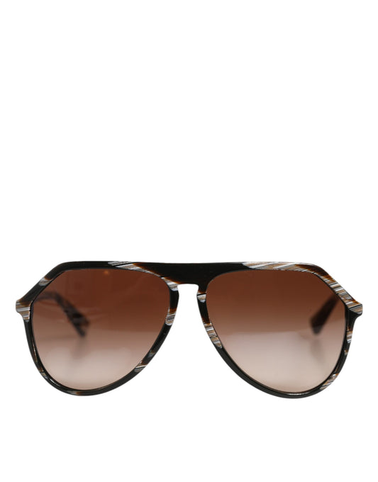 Dolce & Gabbana – Modifizierte Pilotensonnenbrille aus gestreiftem braunem Acetat mit Farbverlauf