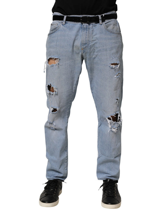 Dolce & Gabbana – Slim-Fit-Jeans aus Baumwolle im Used-Look in Blau