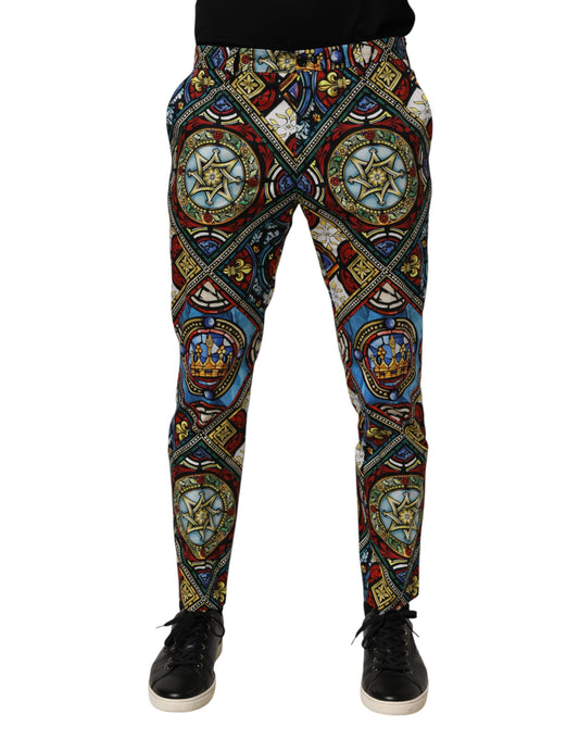 Dolce & Gabbana – Mehrfarbige Herrenhose im Buntglasfenster-Stil