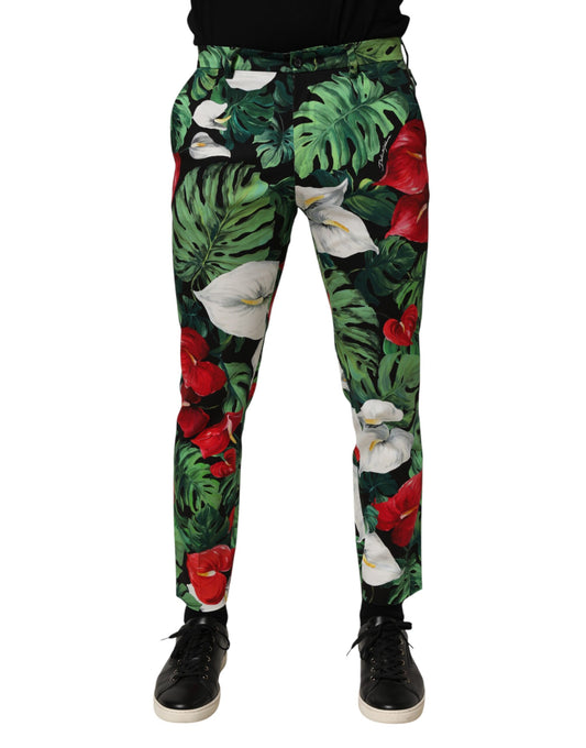 Dolce & Gabbana – Karottenhose aus Baumwolle mit mehrfarbigem Blumendruck