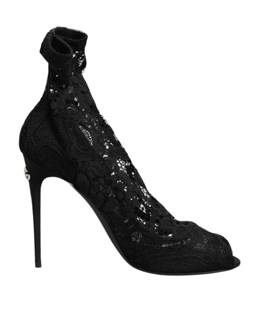 Dolce & Gabbana – Schwarze Taormina-Stiefel mit Stretch-Spitze