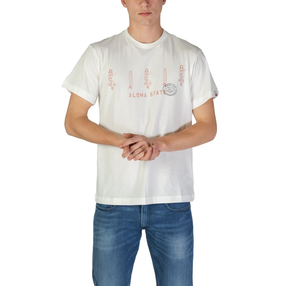 Weißes Baumwoll-T-Shirt von Replay