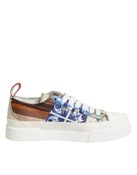Dolce & Gabbana Mehrfarbige Patchwork Low Top Sneakers Schuhe