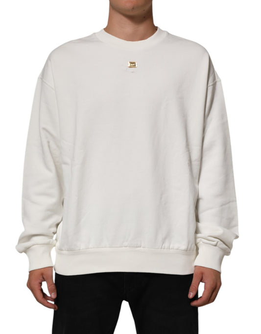 Dolce & Gabbana – Weißes Sweatshirt mit Rundhalsausschnitt und DG-Logo
