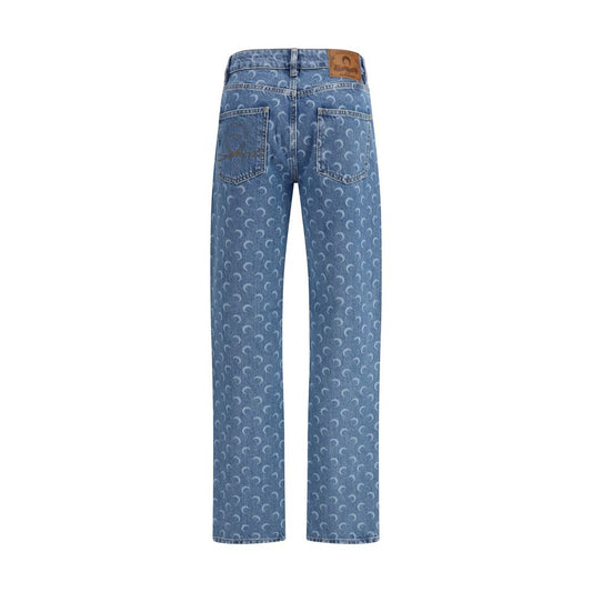 Marine Serre Light Blue Cotton Straight-Leg Jeans