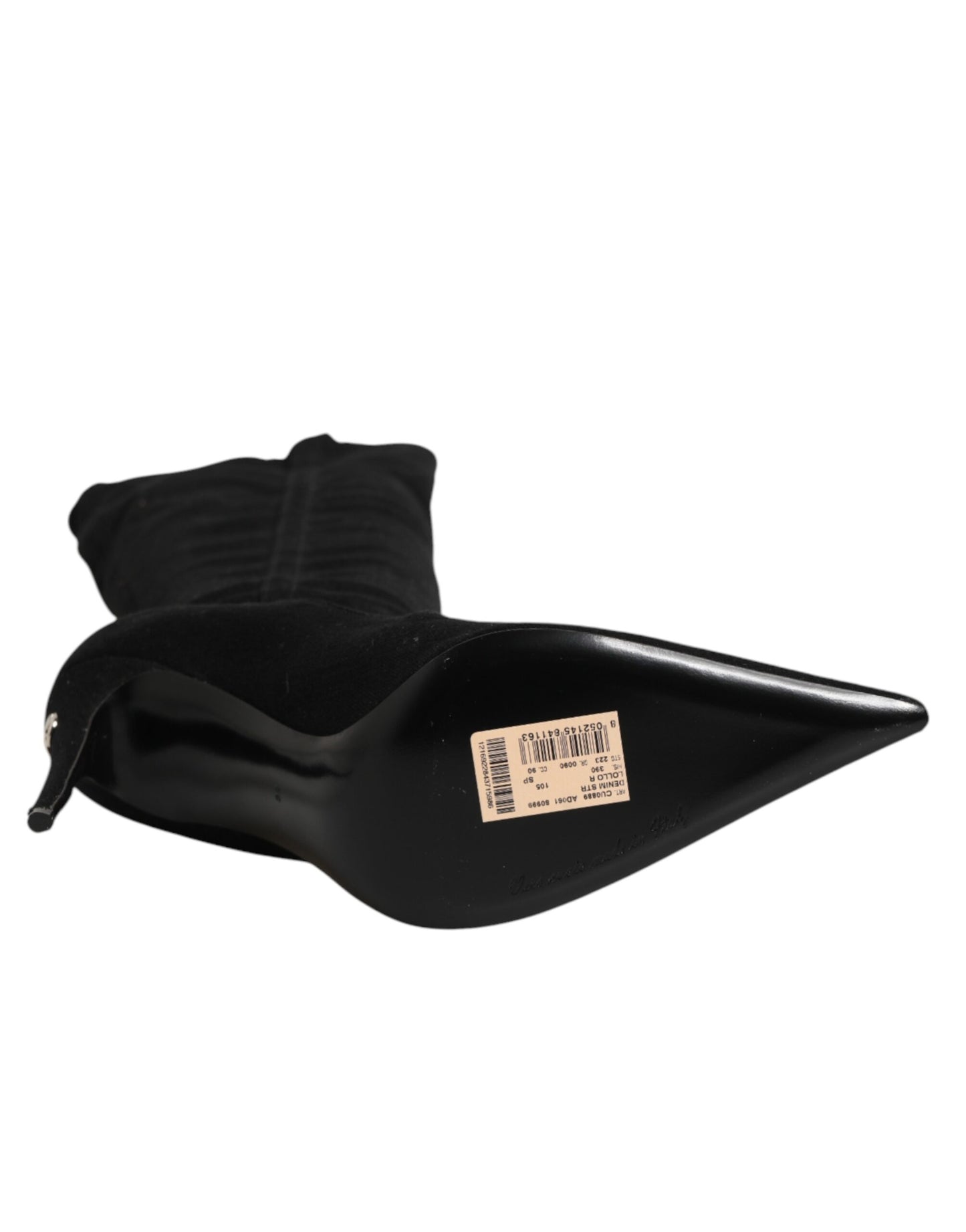 Dolce & Gabbana Black Cotton Stretch High Heels Boots Shoes