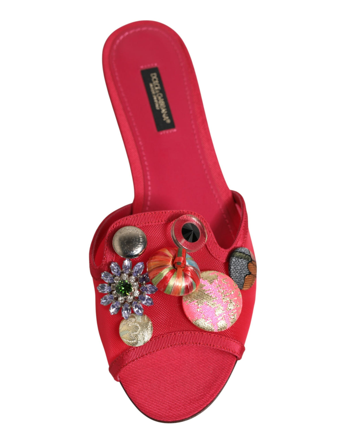 Dolce & Gabbana Rote verzierte Flats Slipper Sandalen Schuhe