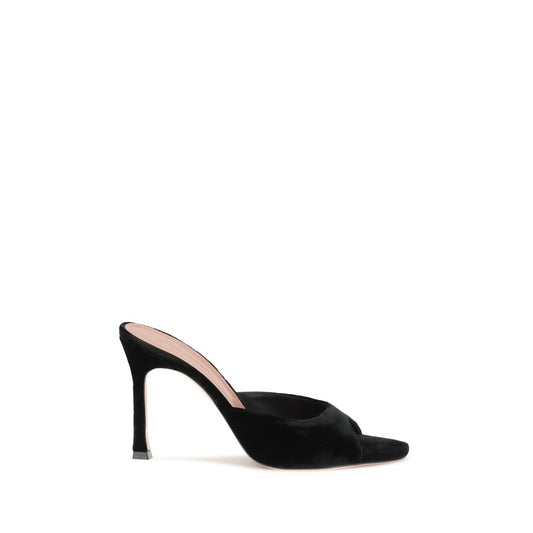 Amina Muaddi Sandalen mit Stiletto-Absatz aus schwarzem Leder