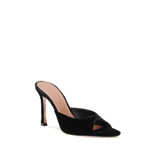 Amina Muaddi Sandalen mit Stiletto-Absatz aus schwarzem Leder