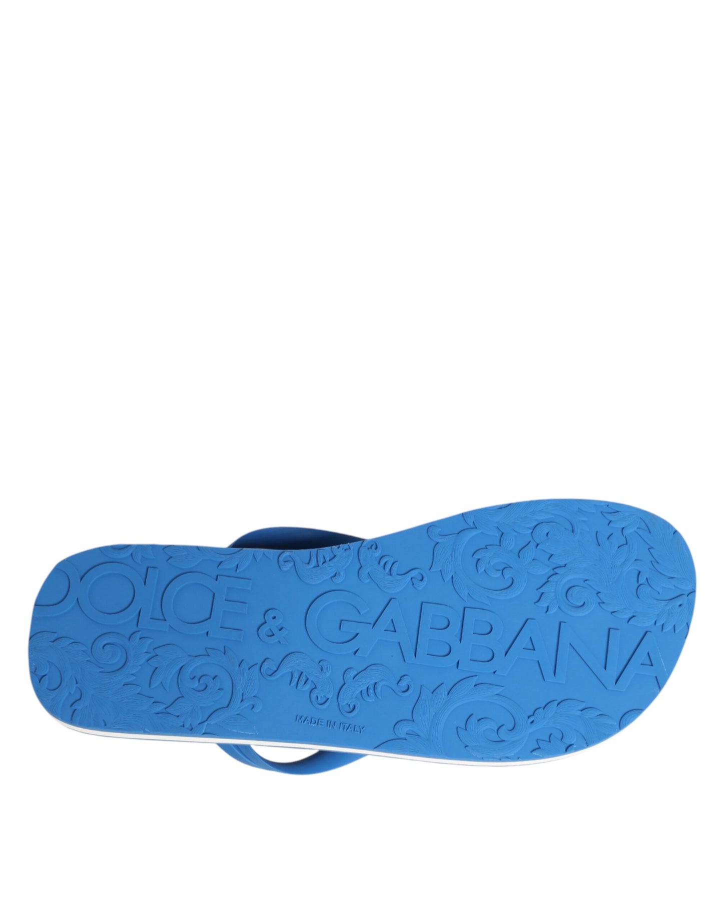 Dolce & Gabbana Blue White Logo Beachwear Flats Slipper Shoes