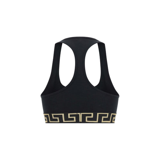Versace Black Cotton Sport Bra