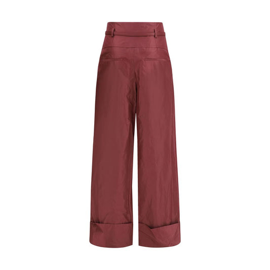 Fendi Bordeaux Silk Casual Pants