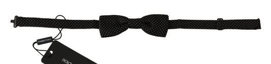Dolce &amp; Gabbana – Schwarze Fliege aus Seide mit Punkten und verstellbarem Halsausschnitt, Papillon für Herren