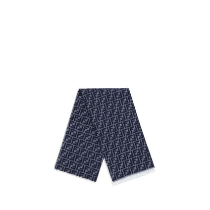 Fendi Blue Fleece Wool Scarf