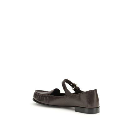 Miu Miu Brown Calf Leather Bos Taurus Slip-On Loafers