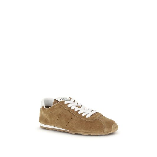 Miu Miu Brown Calf Leather Bos Taurus Athletic Sneakers