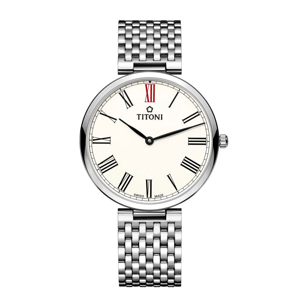 TITONI Gray Stainless Steel Dress Watch
