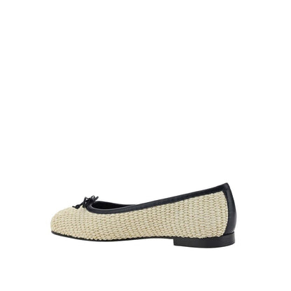 Manolo Blahnik Beige Raffia Ballet Flats