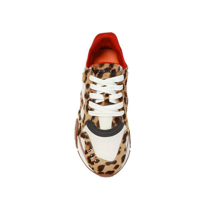 Versace Beige Leather Chunky Sneakers