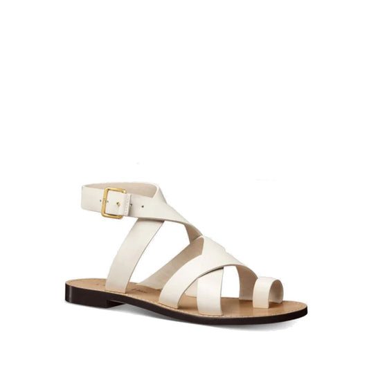Dior White Calfskin Flat Sandals