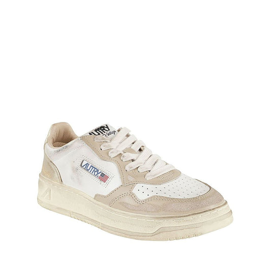 Autry Beige Leather Low Top Sneakers