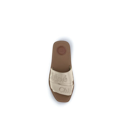 Chloé Gold Polyester Flat Sandals