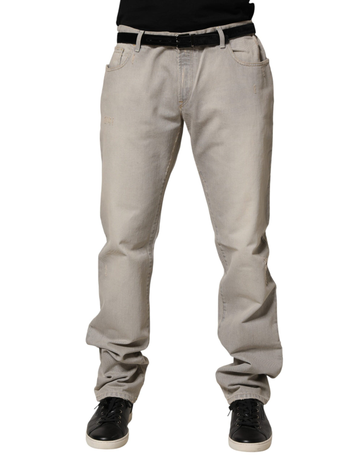 Dolce & Gabbana Hellgraue gerade Jeans aus Baumwolle