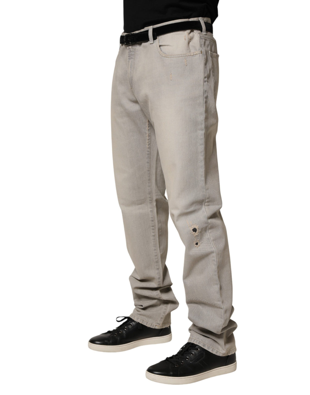 Dolce & Gabbana Hellgraue gerade Jeans aus Baumwolle