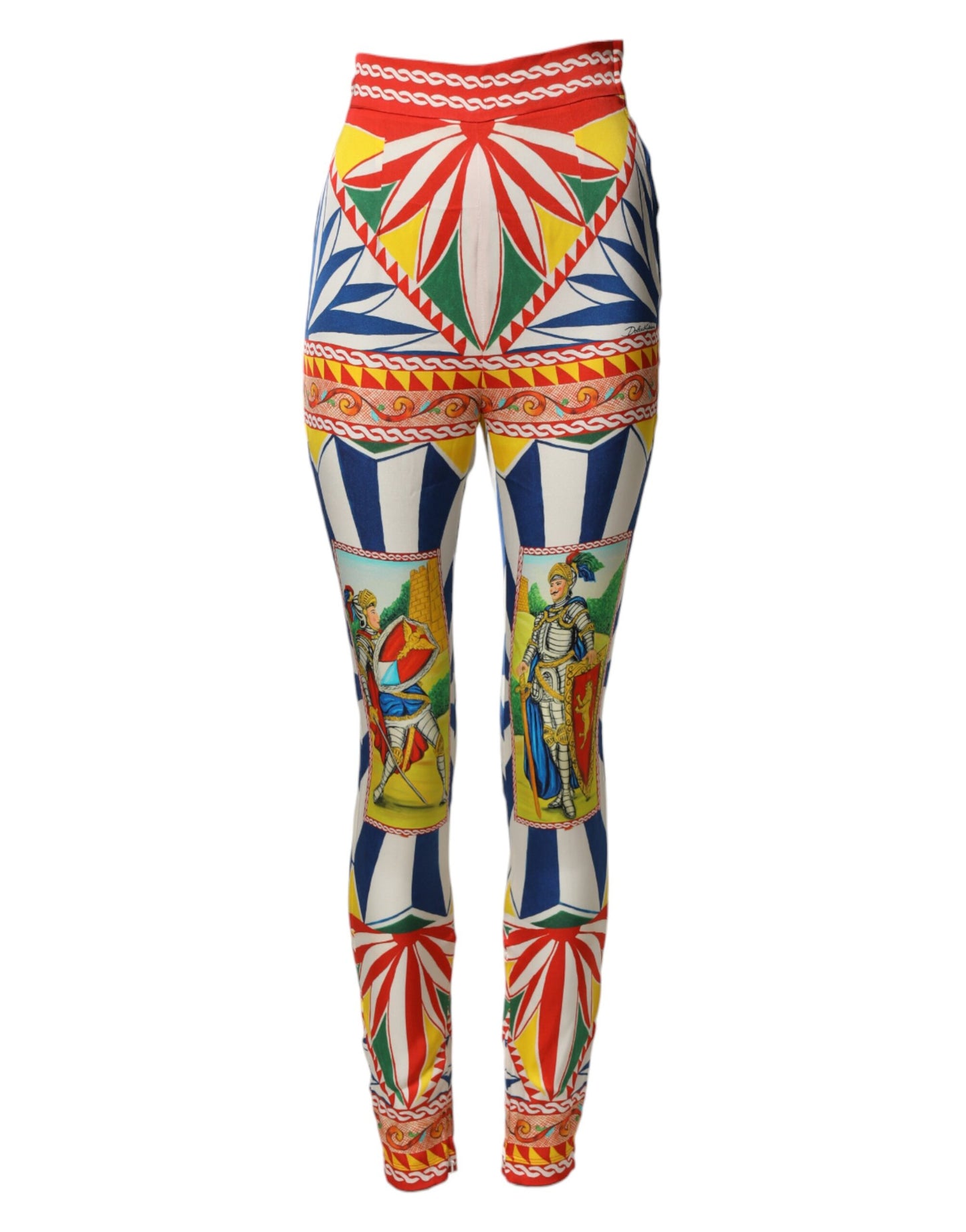 Dolce & Gabbana Multicolor Silk Carretto Leggings Stretch Waist Pants