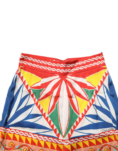 Dolce & Gabbana Multicolor Silk Carretto Leggings Stretch Waist Pants