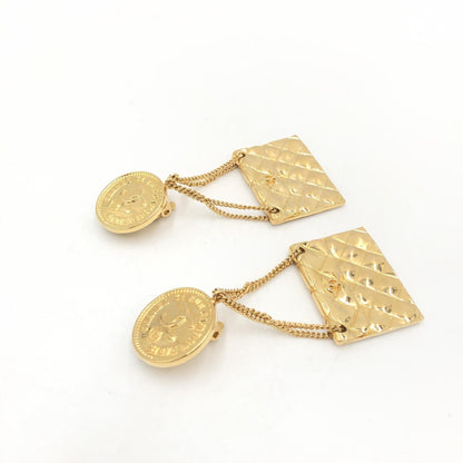 Chanel Bag Motif Clip-On Drop Earrings