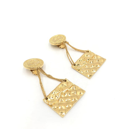 Chanel Bag Motif Clip-On Drop Earrings