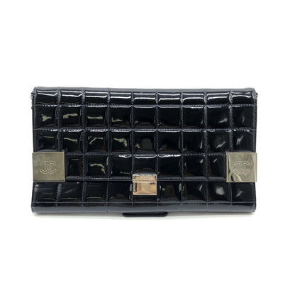 Chanel Black Patent Chocolate Bar Chain Shoulder Bag