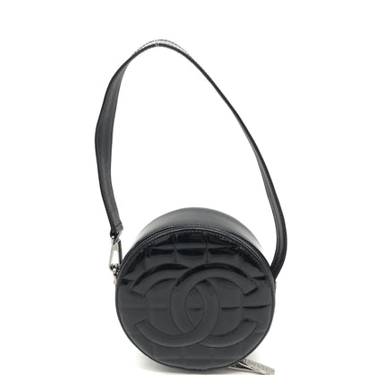 Chanel Black Patent Quilted CC Circle Mini Bag