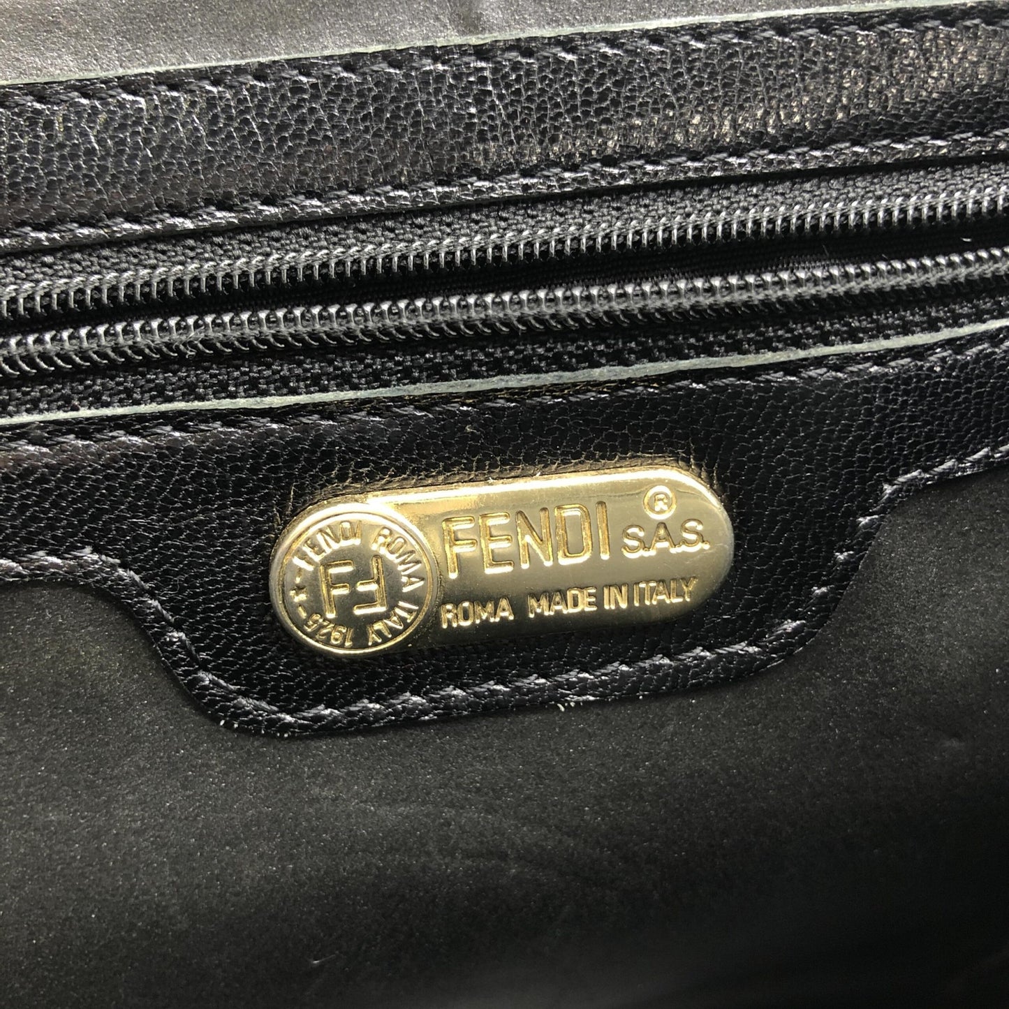 Fendi Black Leather Handbag With Gold Hardware